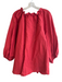 Ann Mashburn Size XL Red Silk Blend Tie Neck 3/4 Sleeve Keyhole Bead Tassel Top Red / XL