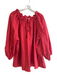 Ann Mashburn Size XL Red Silk Blend Tie Neck 3/4 Sleeve Keyhole Bead Tassel Top Red / XL