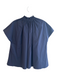 Ann Mashburn Size XL Navy Cotton Blend Button Up Collar Cap Sleeve Top Navy / XL