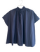 Ann Mashburn Size XL Navy Cotton Blend Button Up Collar Cap Sleeve Top Navy / XL