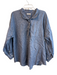 Ann Mashburn Size XL Blue Linen Blend 3/4 Button Long Sleeve Collar Top Blue / XL