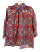 Ann Mashburn Size XL Red Multi Cotton Abstract Pattern V Neck 3/4 Sleeve Top Red Multi / XL