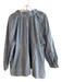 Ann Mashburn Size XL Blue Cotton Plaid Long Sleeve V Neck Collar Top Blue / XL