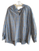 Ann Mashburn Size XL Blue Cotton Plaid Long Sleeve V Neck Collar Top Blue / XL