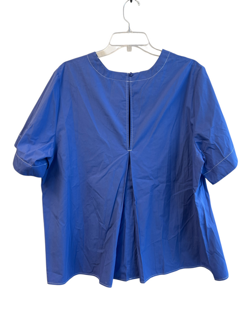 Maeve Size XL Blue Cotton Round Neck Keyhole Back Short Sleeve Stitch detail Top Blue / XL