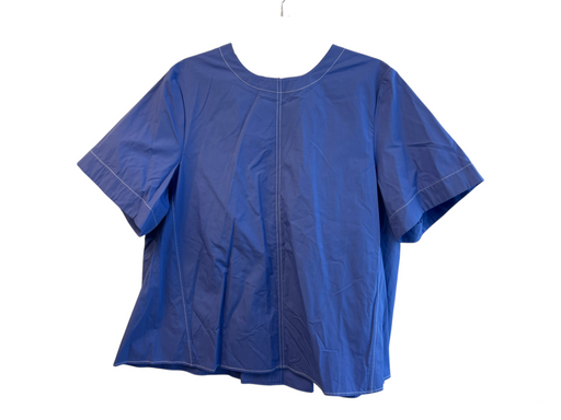 Maeve Size XL Blue Cotton Round Neck Keyhole Back Short Sleeve Stitch detail Top Blue / XL