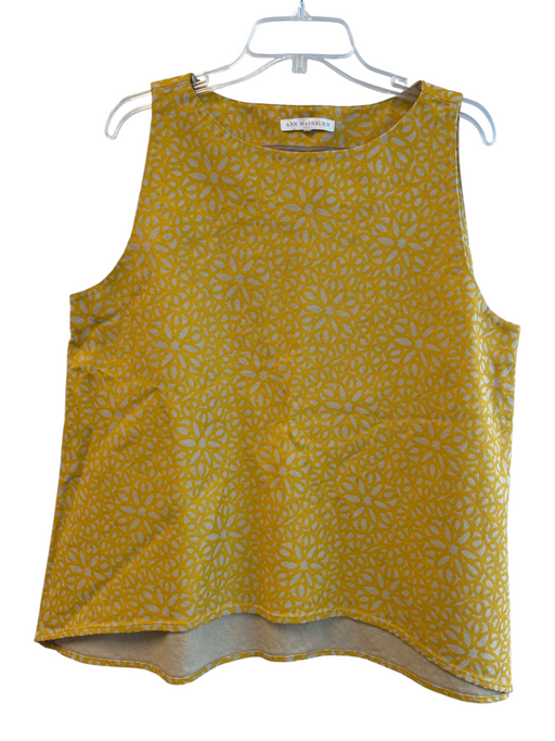 Ann Mashburn Size XL Yellow No Fabric Tag Pattern Sleeveless Round Neck Top Yellow / XL