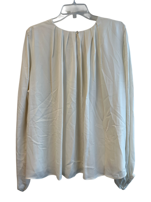 Ann Mashburn Size XL Ivory Silk Round Neck Long Sleeve Pleat Detail Top Ivory / XL