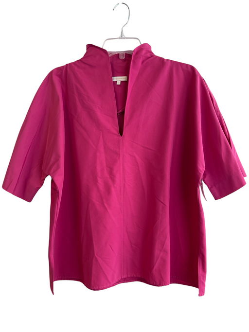 Ann Mashburn Size XL Pink Cotton Blend V Neck Short Sleeve Front Seam Top Pink / XL
