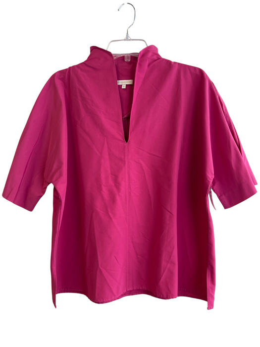 Ann Mashburn Size XL Pink Cotton Blend V Neck Short Sleeve Front Seam Top Pink / XL