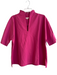 Ann Mashburn Size XL Pink Cotton Blend V Neck Short Sleeve Front Seam Top Pink / XL