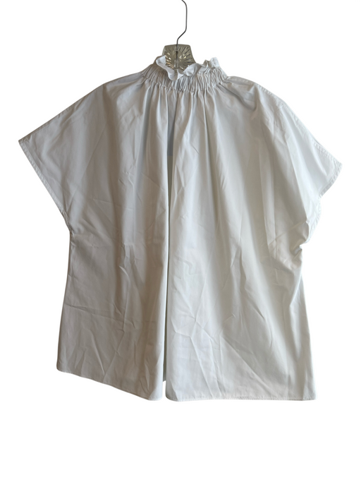 Ann Mashburn Size XL White Cotton Button Down Cap Sleeve Collar Top White / XL