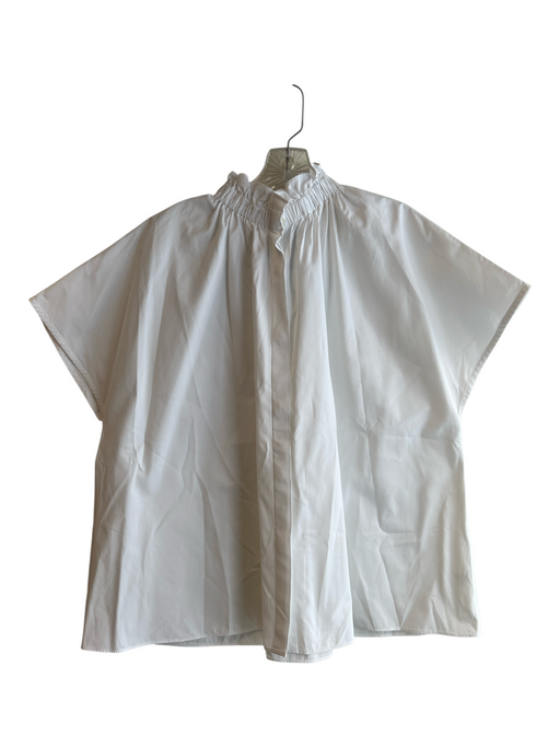 Ann Mashburn Size XL White Cotton Button Down Cap Sleeve Collar Top White / XL