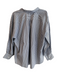 Ann Mashburn Size XL Navy & white Cotton Long Sleeve V Neck Collar Button Top Navy & white / XL