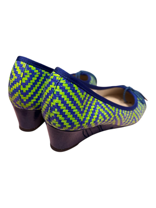 Paul Mayer Shoe Size 7 Blue & Green Leather & Patent Leather Almond Toe Shoes Blue & Green / 7