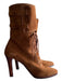 Ralph Lauren Shoe Size 8 Brown Leather Suede Pointed Toe Stack Heel Boots Brown / 8