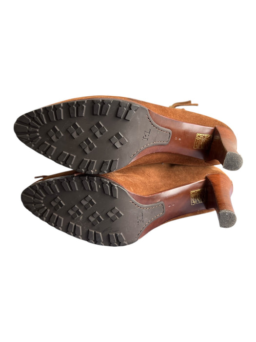 Ralph Lauren Shoe Size 8 Brown Leather Suede Pointed Toe Stack Heel Boots Brown / 8