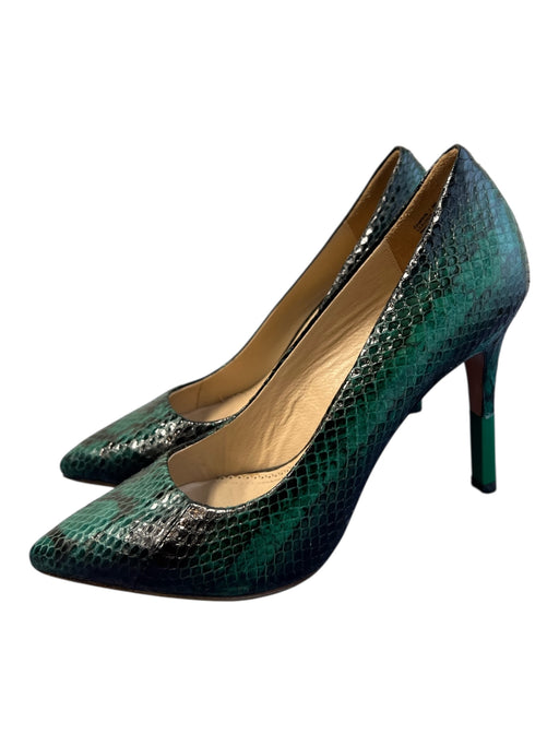 Pour la Victoire Shoe Size 7.5 Green Snake Skin Pointed Toe High Heel Pump Shoes Green / 7.5