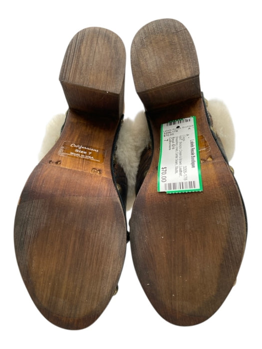 Californians Shoe Size 7 Bronze, Cream & Brown Leather Shearling Lined Clogs Bronze, Cream & Brown / 7