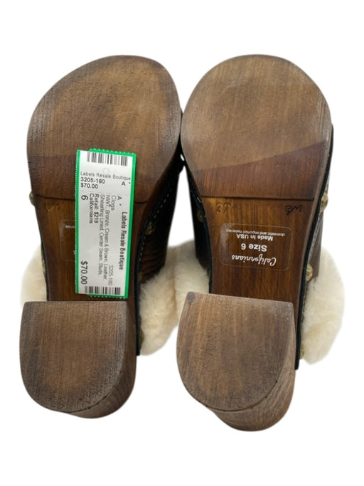 Californians Shoe Size 6 Bronze, Cream & Brown Leather Shearling Lined Clogs Bronze, Cream & Brown / 6
