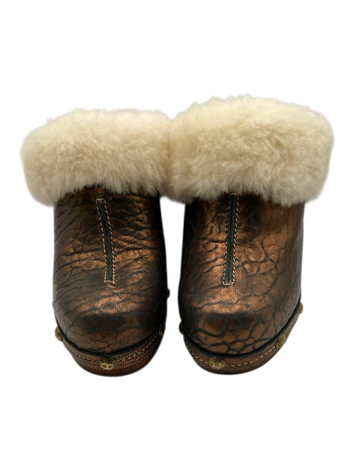 Californians Shoe Size 6 Bronze, Cream & Brown Leather Shearling Lined Clogs Bronze, Cream & Brown / 6
