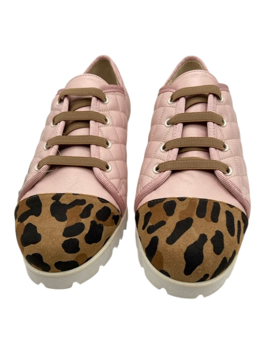Paul Mayer Shoe Size 6.5 Pink, Brown & Black Leather Quilted Animal Print Flats Pink, Brown & Black / 6.5