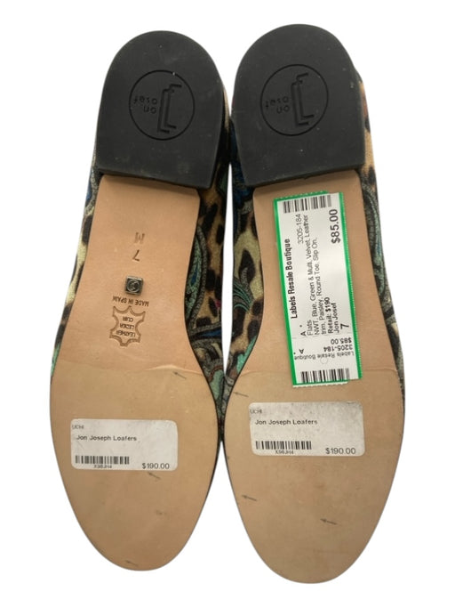 Jon Josef Shoe Size 7 Blue, Green & Multi Velvet Leather trim Paisley Flats Blue, Green & Multi / 7