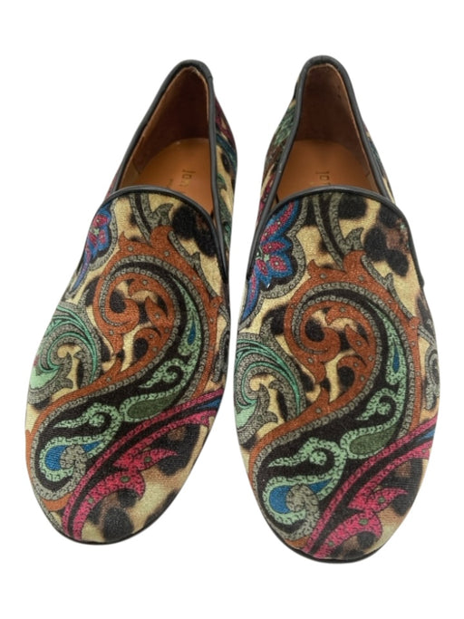 Jon Josef Shoe Size 7 Blue, Green & Multi Velvet Leather trim Paisley Flats Blue, Green & Multi / 7