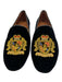 Jon Josef Shoe Size 7 Black & Gold Velvet Leather trim Crest Round Toe Flats Black & Gold / 7