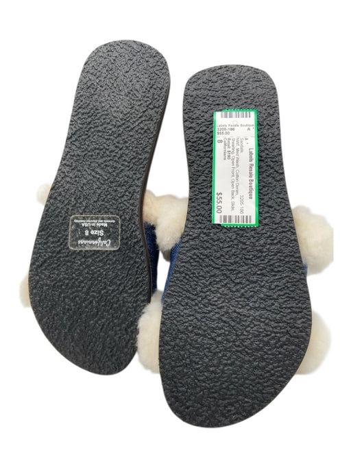 Californians Shoe Size 8 Med Wash Cotton Denim Shearling Open Front Sandals Med Wash / 8