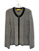 St John Size M Black & White Wool Blend Knit Ribbed Trim Zip Cardigan Black & White / M