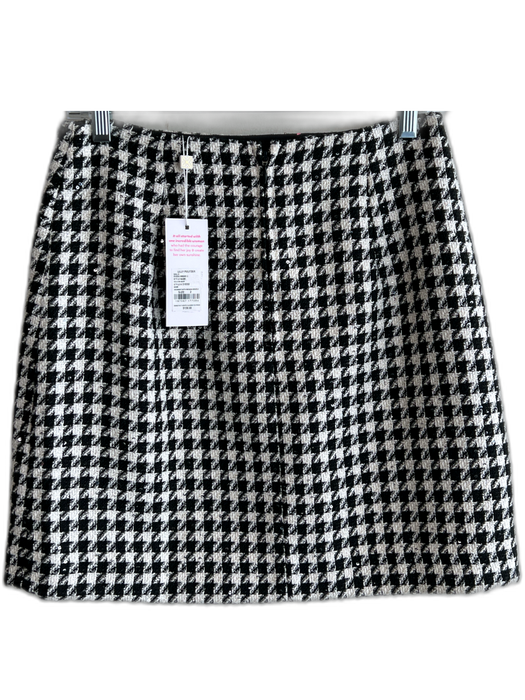 Lilly Pulitzer Size 2 B&W Polyester Sequin Houndstooth Boucle Mini Skirt B&W / 2