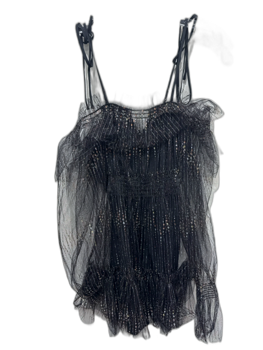 Alice McCall Size 2 Black, Silver, Gold Nylon Blend Tulle Metallic Stripe Romper Black, Silver, Gold / 2