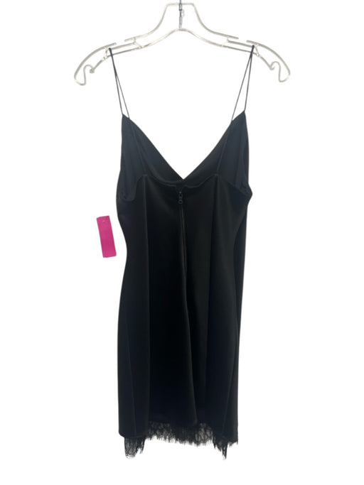 Alice + Olivia Size 4 Black Triacetate Blend Satin Spaghetti Strap Dress Black / 4
