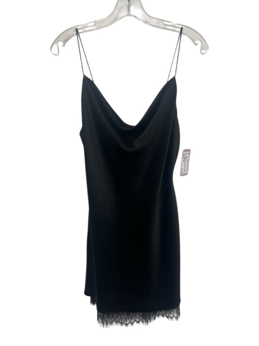 Alice + Olivia Size 4 Black Triacetate Blend Satin Spaghetti Strap Dress Black / 4