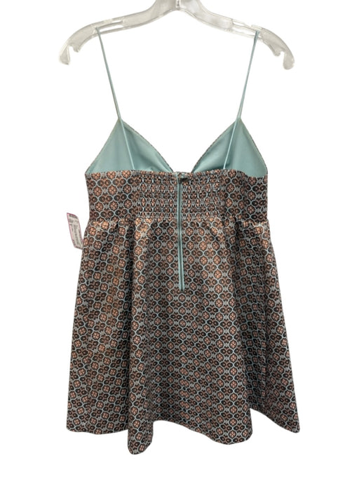 Alice + Olivia Size 4 Aqua Blue & orange Polyester Blend Spaghetti Strap Dress Aqua Blue & orange / 4