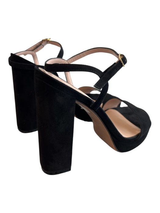 Stuart Weitzman Shoe Size 7.5 Black Suede Platform Open Toe & Heel Shoes Black / 7.5