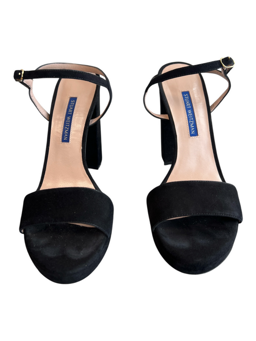 Stuart Weitzman Shoe Size 7.5 Black Suede Platform Open Toe & Heel Shoes Black / 7.5
