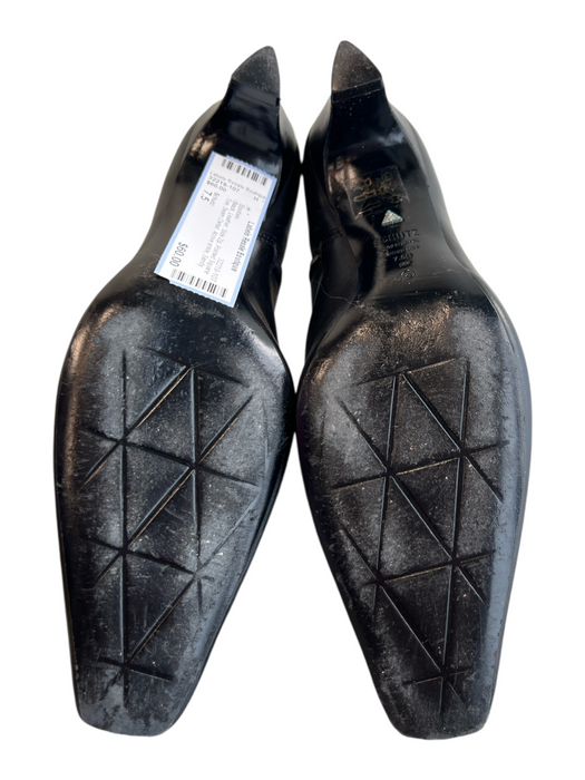 Schutz Shoe Size 7.5 Black Leather Side Zip Pointed Square Toe Booties Black / 7.5