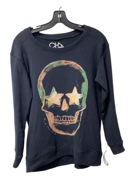 Chasor Size XS Black & Multi Cotton Long Sleeve Skull Round Neck Sweatshirt Black & Multi / XS