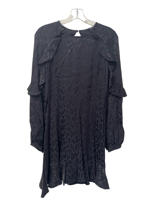 Jay Godfrey Size 2 Black Viscose Round Neck Ruffle Shoulder Detail Dress Black / 2