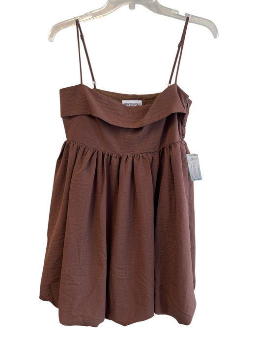 Princess Polly Size 4 Brown Rayon Blend Sleeveless Square Neck Bubble Hem Dress Brown / 4