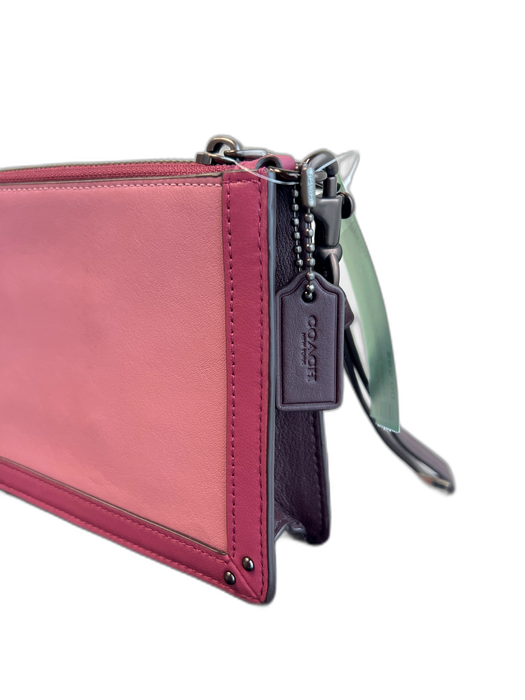 Coach Pink Leather Gunmetal Hardware Wrist Strap Zip Close Bag Pink / Mini