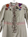 3 J Size Small Beige, Gray & Multi Cotton 3/4 Sleeve Striped Embroidered Dress Beige, Gray & Multi / Small