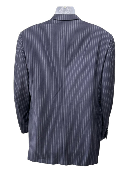 Canali Navy & White Wool Striped 2 Button Men's Suit Navy & White / 52