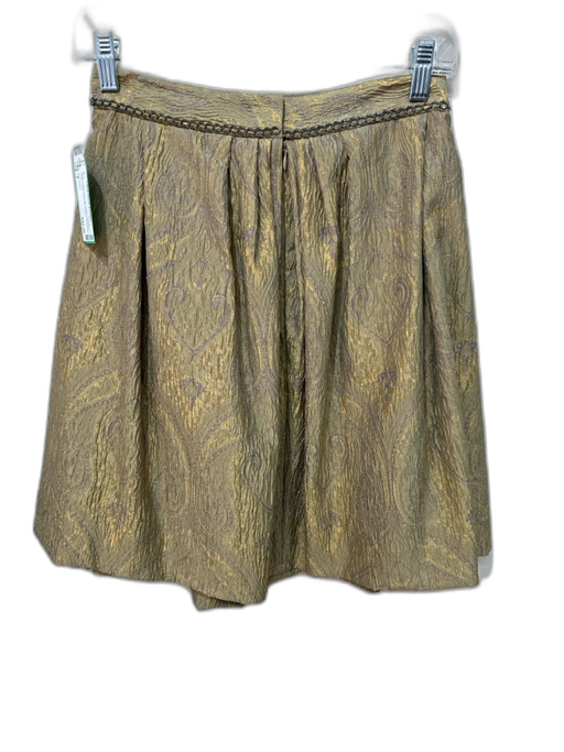 Elie Tahari Size 2 Gray & Gold Polyester Blend Jacquard Chain Detail Skirt Gray & Gold / 2