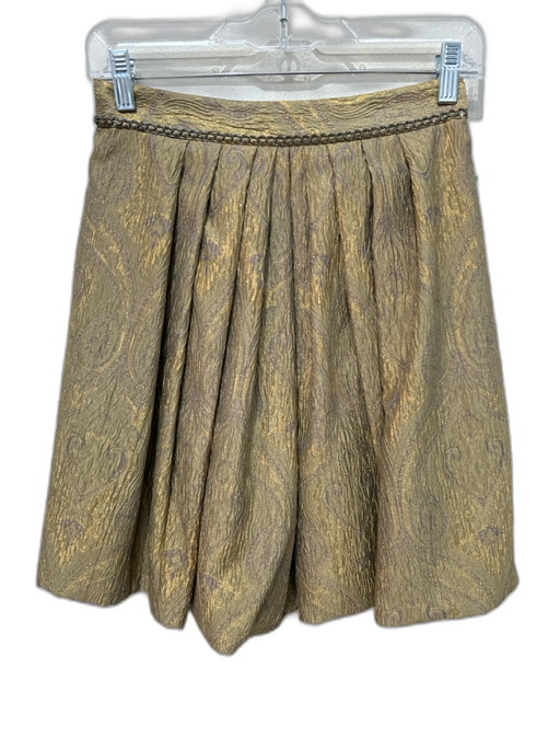 Elie Tahari Size 2 Gray & Gold Polyester Blend Jacquard Chain Detail Skirt Gray & Gold / 2