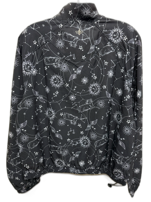 Johnny Was Active Size XS B&W Poly Blend 1/4 Zip Mock Neck Constellation Jacket Black & White / XS