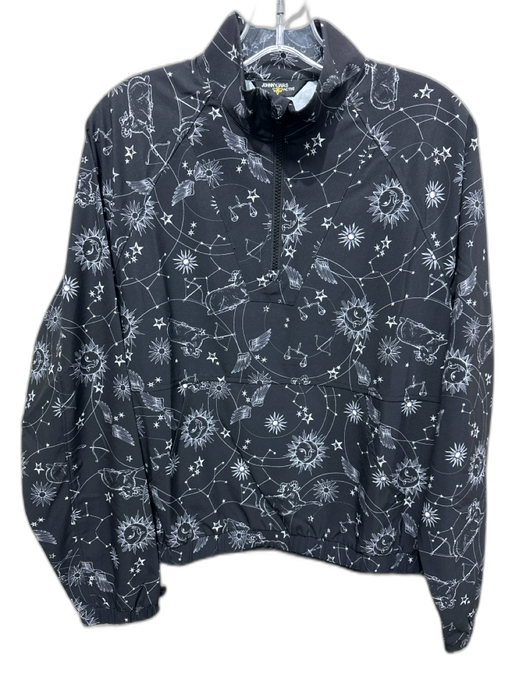 Johnny Was Active Size XS B&W Poly Blend 1/4 Zip Mock Neck Constellation Jacket Black & White / XS