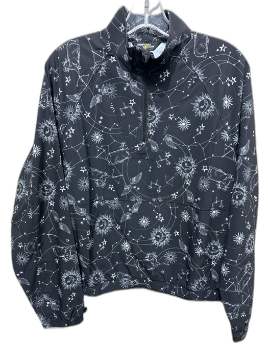 Johnny Was Active Size XS B&W Poly Blend 1/4 Zip Mock Neck Constellation Jacket Black & White / XS